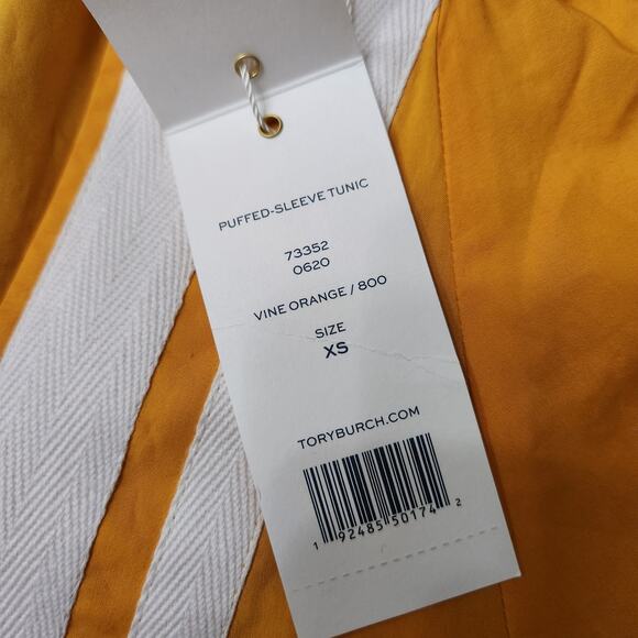 NWT Tory Burch Puffed Sleeve Tunic Vine Orange Size XS - Picture 4 of 7